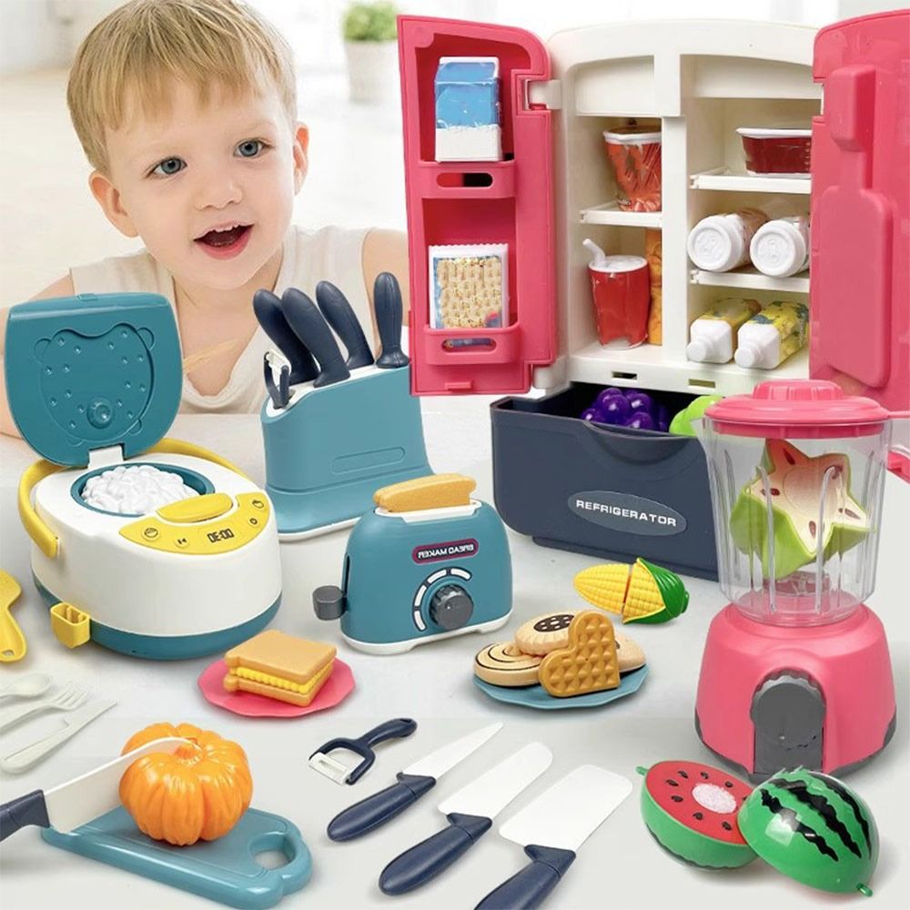 Baking Kitchen For Kids - Funny Multicolor Cooking Playset Plastic Microwave