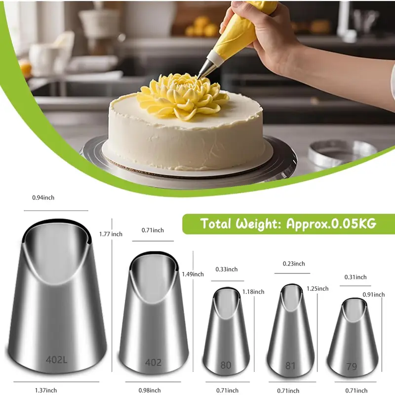 5PCS Stainless Steel Piping No - огляд і ціна Kitchen Baking Decor